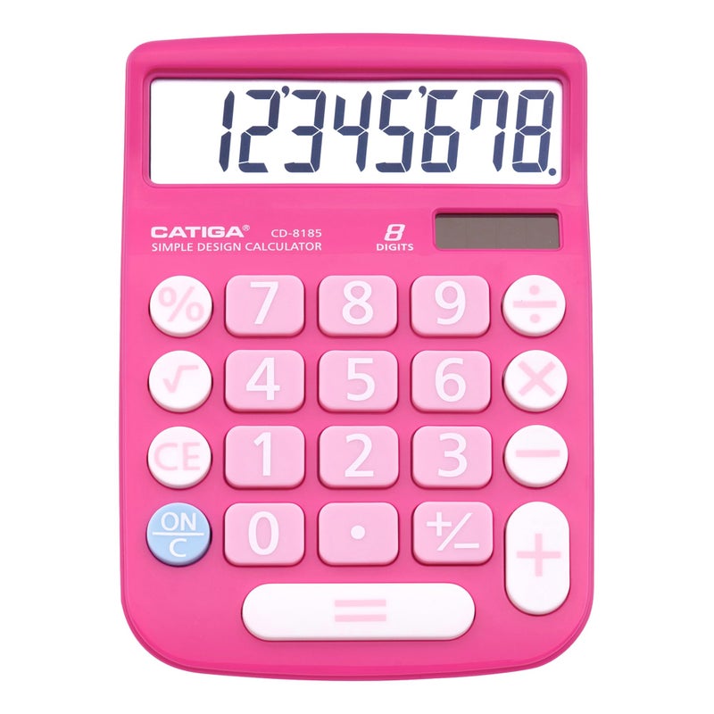 CATIGA Desktop Calculator 8 Digit with Solar Power and Easy to Read LCD Display, Big Buttons, for Home, Office, School, Class and Business, 4 Function Small Basic Calculators for Desk, CD-8185 - Image 1